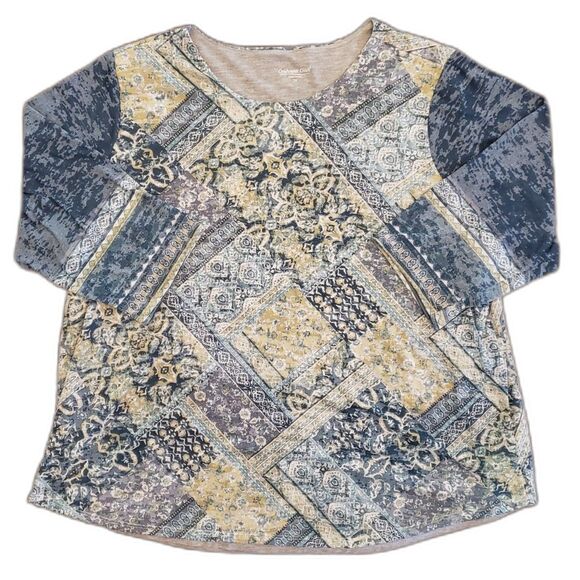 Coldwater Creek Tops - Coldwater Creek - Women's - Tunic - Psychedelic Blue, Green & Grey - Size 2X